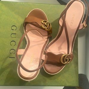 Gucci Wedge Sandals, Size 6